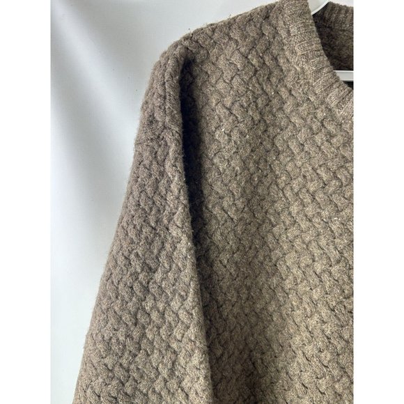 VTG 90s Chunky Lambswool Cable Knit Crewneck Sweater Brown - Picture 4 of 5